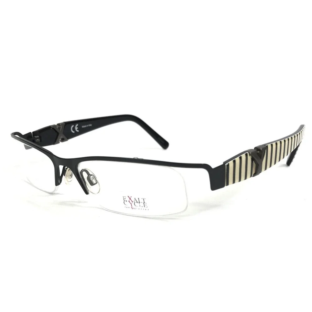 Exalt Cycle Eyeglasses Frames EXPUCCI C.3 Black Ivory Semi Rimmed 52-16-130